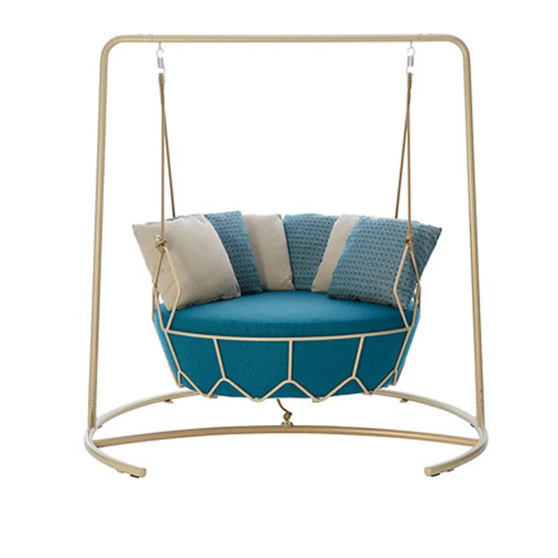 Outdoor swing garden hanging chair Home balcony garden hanging basket single cream