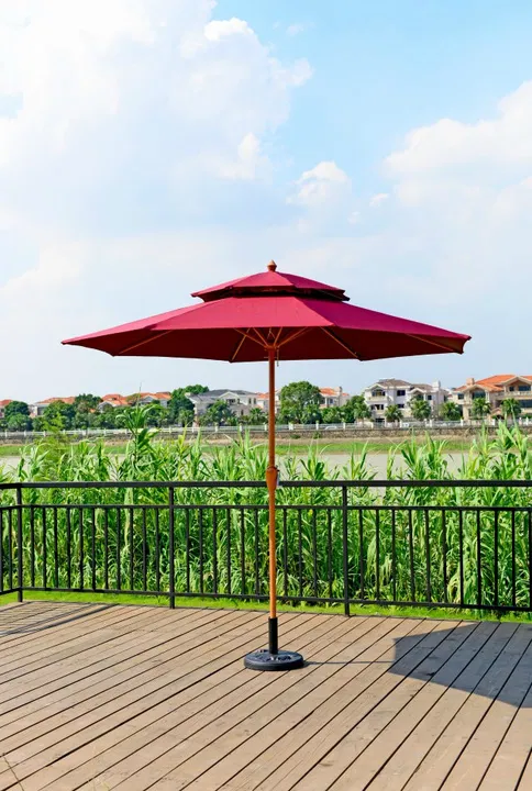 Patio Polyester Umbrella Cafe Garden Umbrella Hand Cranked Sunshade Parasol