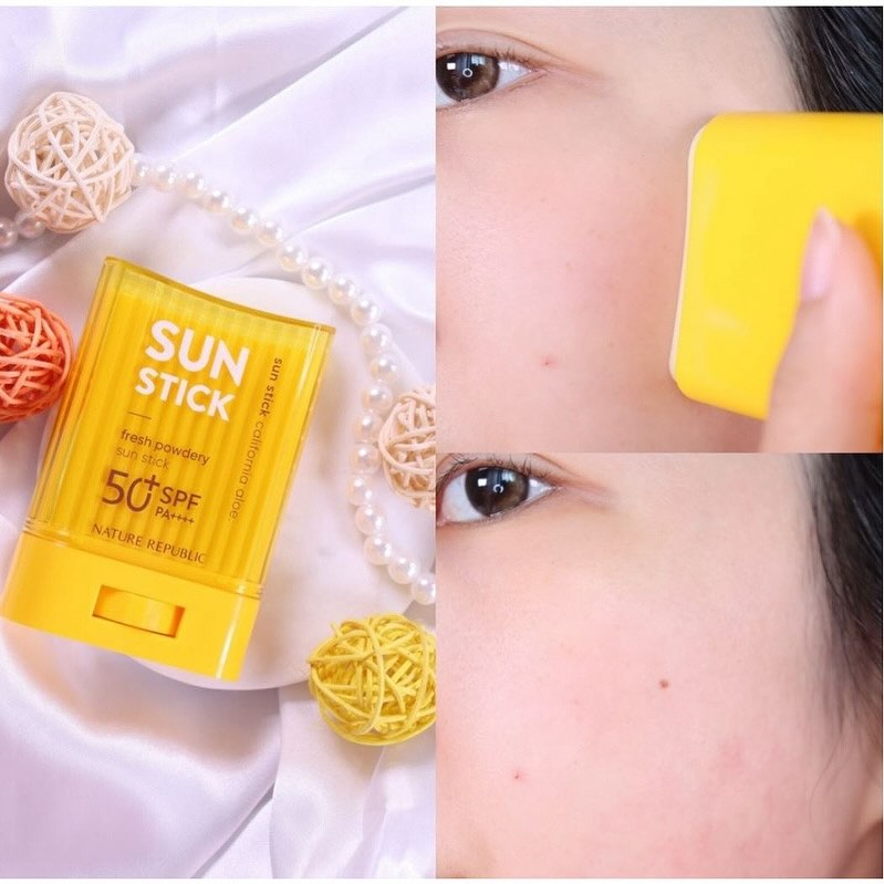 Nature Republic California Aloe Fresh Powdery Sun Stick SPF50+ PA++++ 24g กันแดดแบบแท่ง ทาง่าย แห้งไว คุมมัน