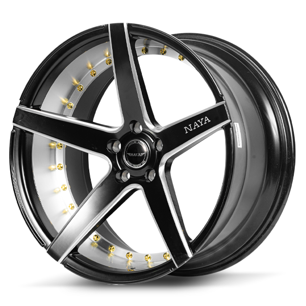 แม็กซ์ VEZLE(3226) 20X10.5 5X114.3 ET35 CB.73.1 ((N))BLK-W-XZ/M5 (สีดำด้านหมุดทอง CNC ท้องล้อ+ข้างก้าน+ตัวหนังสือ)
