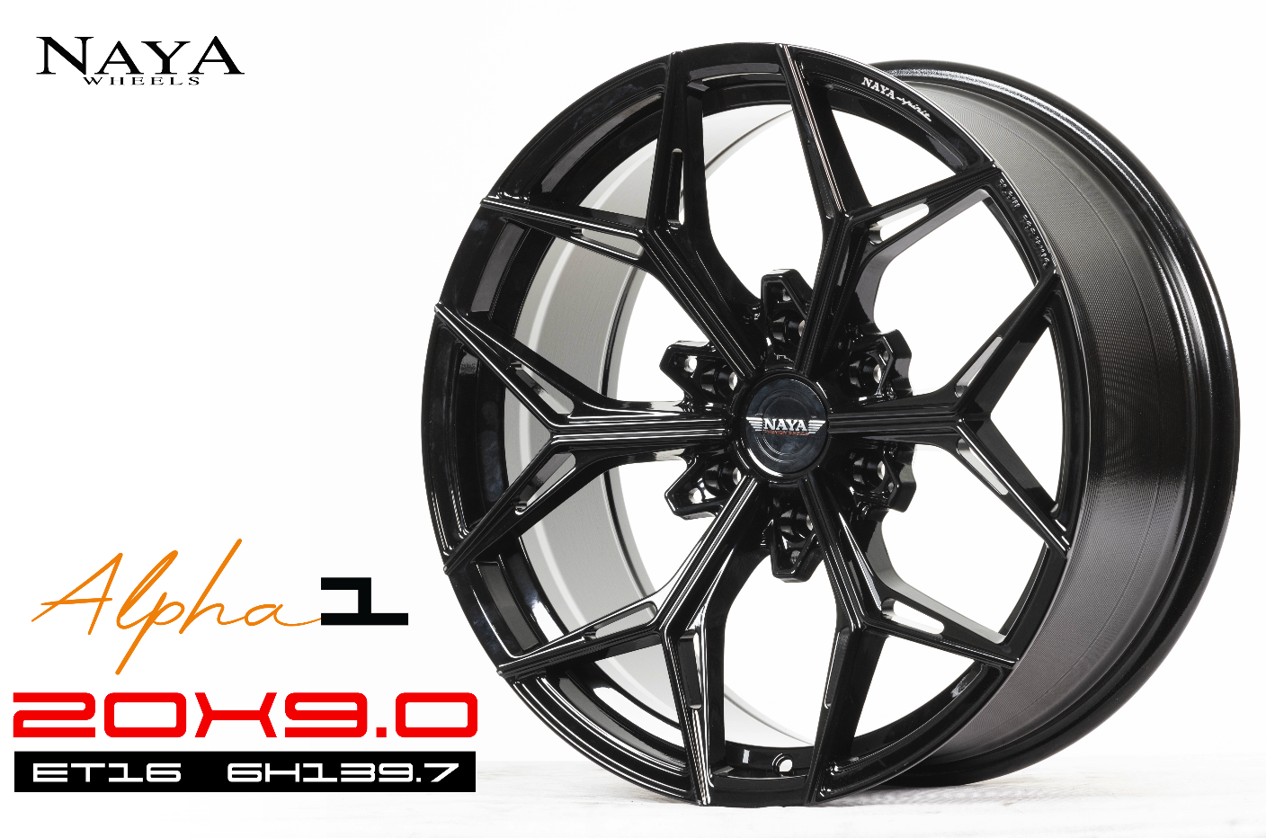 แม็กซ์ ALPHA-1 20X9.0 6X139.7 ET16 CB.106.1 GLOSS BLACK-XZ (สีดำเงาทั้งวง+CNCตัวหนังสือ)