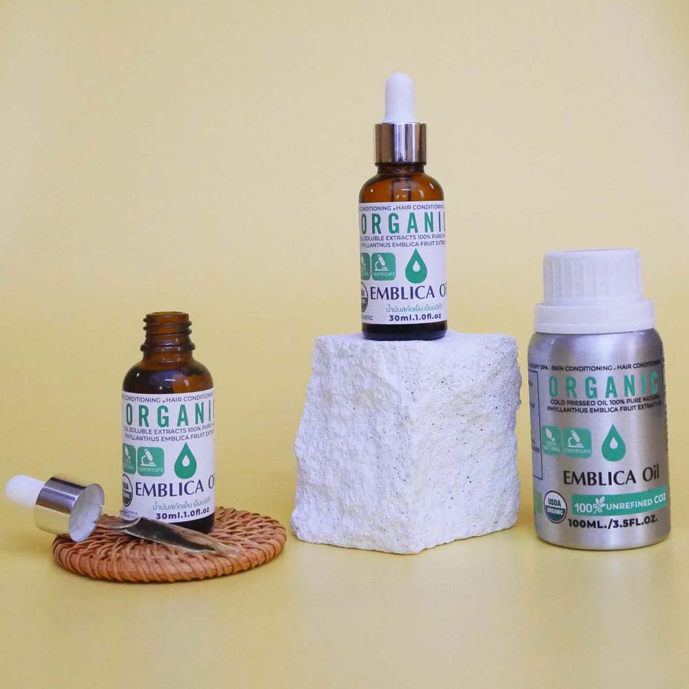 น้ำมันมะขามป้อม เอ็มบลิก้าออยล์ ออร์แกนิค สกัดเย็น Organic Emblica - Amla Oil 30-100ml
