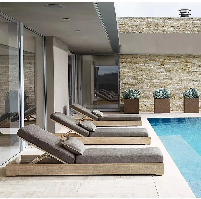 Garden New Swimming Modern Hotel Bed outdoor Wood Pool furniture beach Folding lounge chaise chair