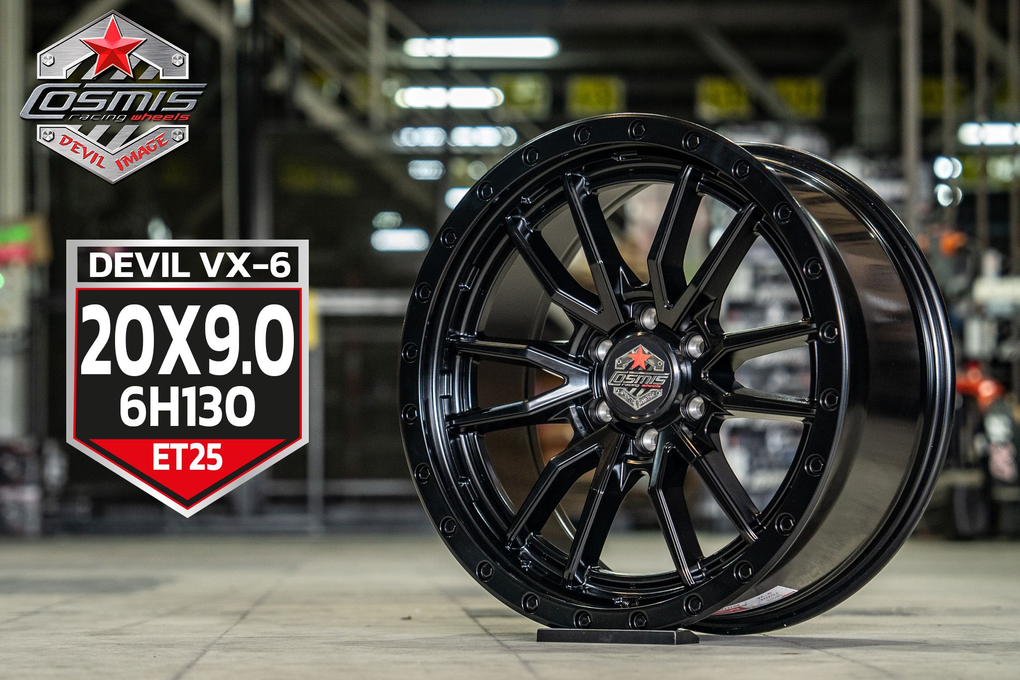 แม็กซ์ DEVIL/VX-6(9056) 20X9.0 6X130 ET25 CB.75 BLK/M3 (สีดำด้านทั้งวง)
