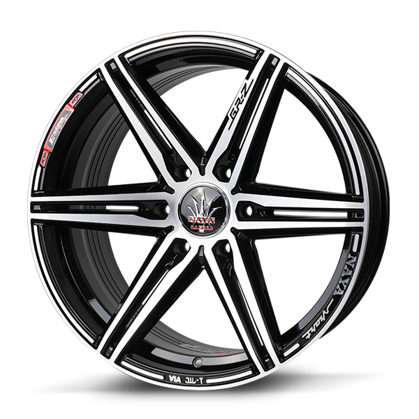 แม็กซ์ GR-Z (with cap) 20x9.5 6x139.7 ET.20 CB.106 B-PLIP(R)Z สีดำท้องแดง+เส้นขอบเงา+ตัวหนังสือเงา