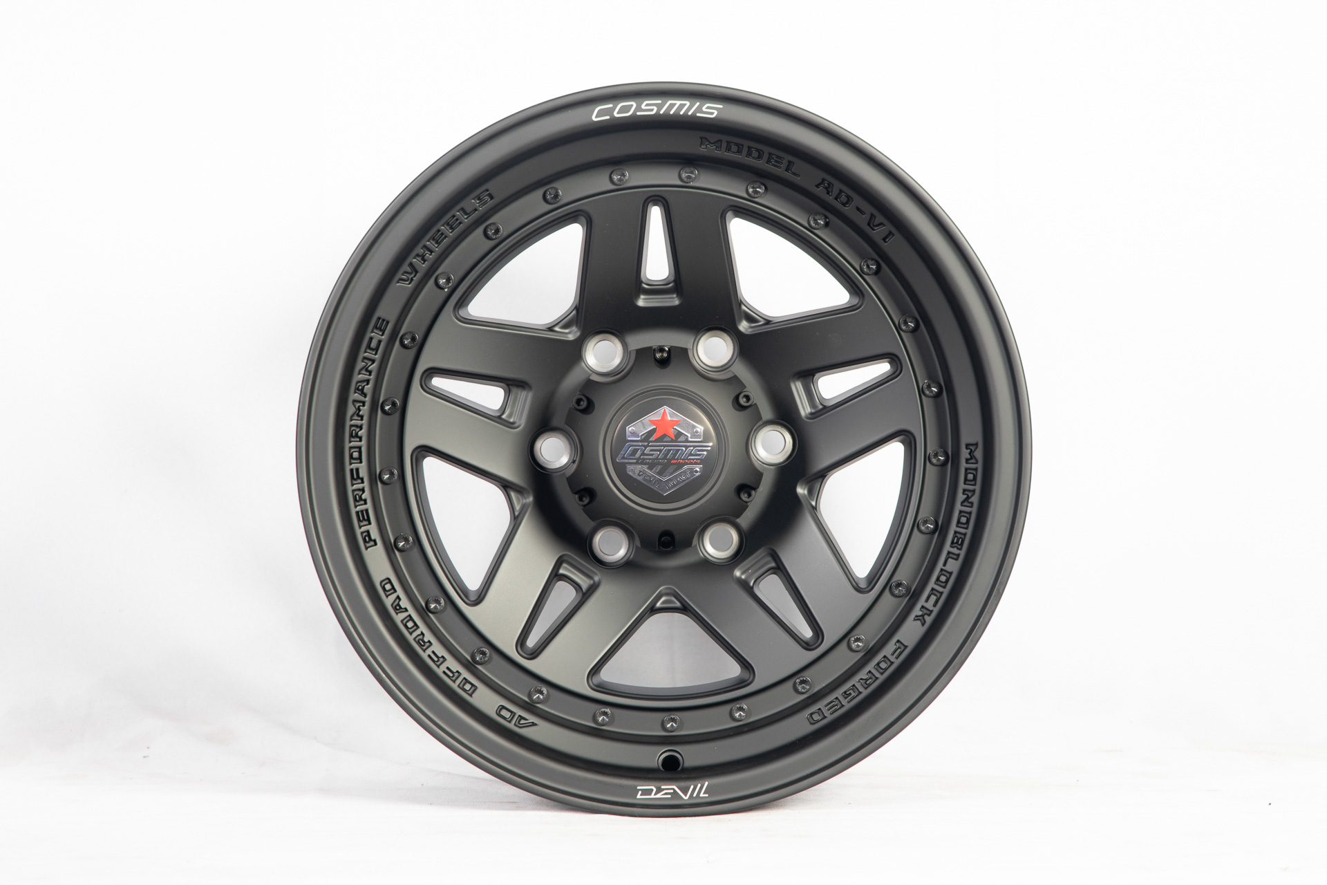 แม็กซ์ AD-V1(3917) 16X10.0 6X139.7 ET-44 CB.106 BLK-XZ/M5(REVESTBLACK) (สีดำด้าน+CNCตัวหนังสือ)หมุดดำ