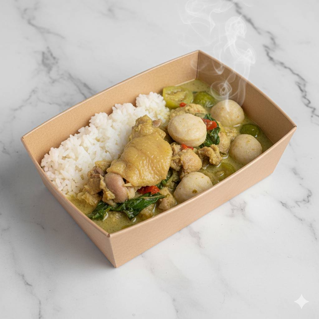 ข้าวแกงเขียวหวานไก่ลุกชิ้น 750 กรัม