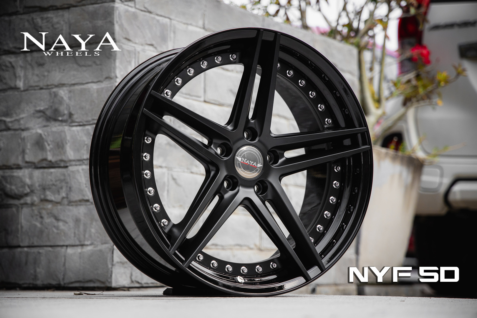แม๊กซ์ NYF.5D(ONE) 19X9.5 5X114.3 ET38 BF/B (สีดำด้านขอบดำ)