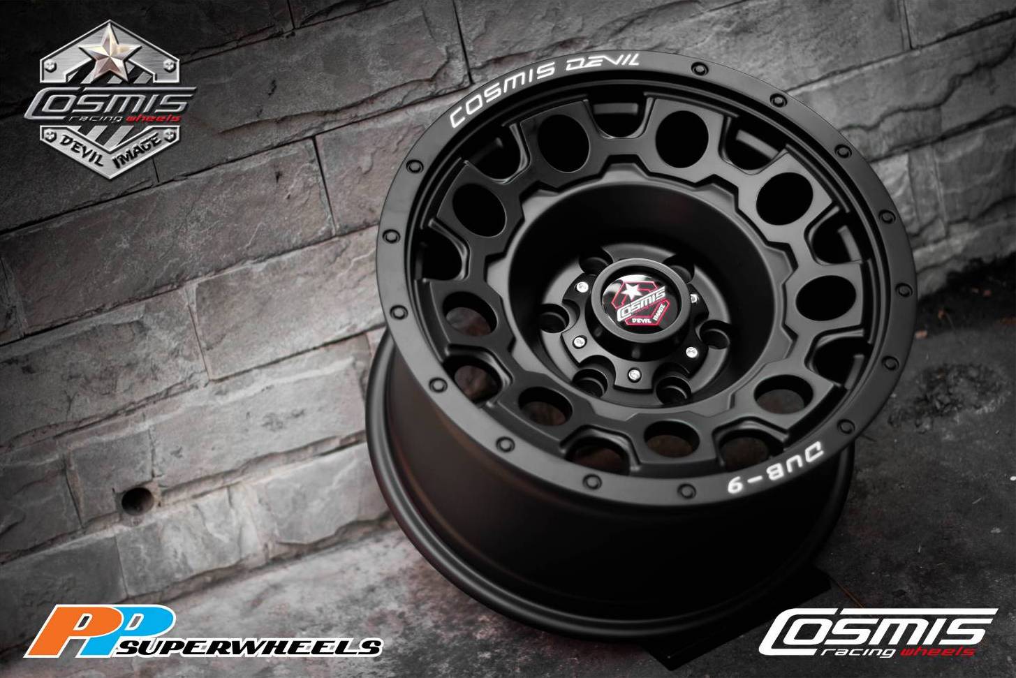 ล้อแม็กซ์ COMIS DEVIL DUB-9 16X9.0 6X139.7 ET0 CB.106.1 *MATTBLACK* (สีดำด้านทั้งวง)Custom