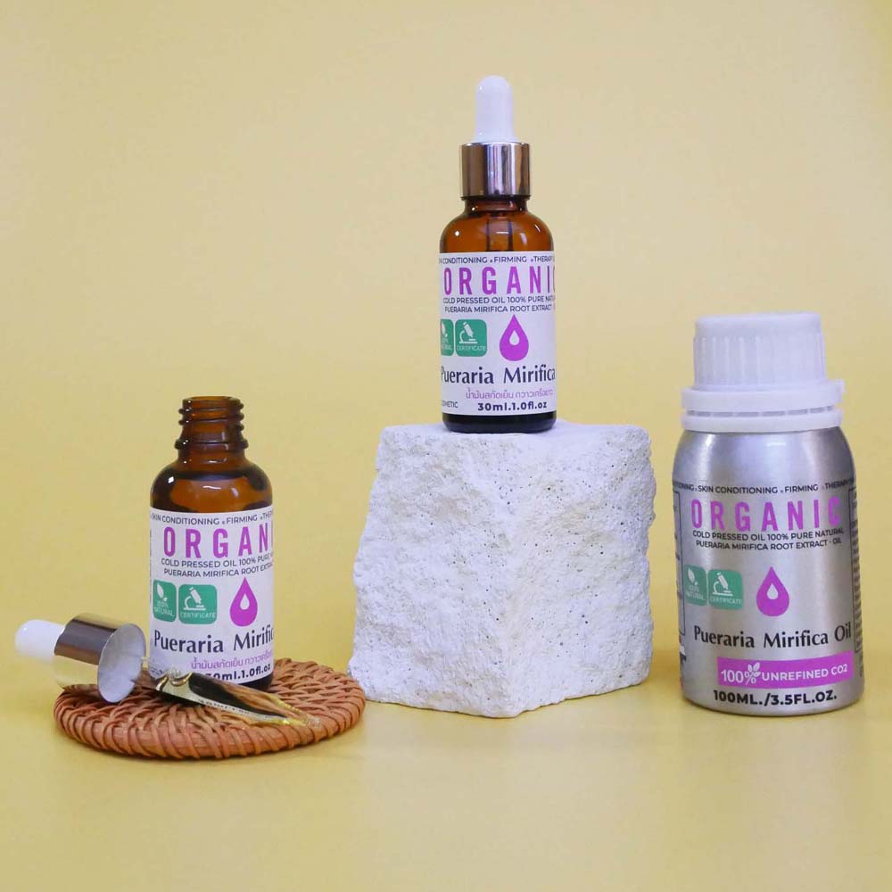 น้ำมันกวาวเครือขาว พูราเรียมิริฟิกาออยล์ ออร์แกนิค สกัดเย็น Pueraria Mirifica Oil 30-100ml