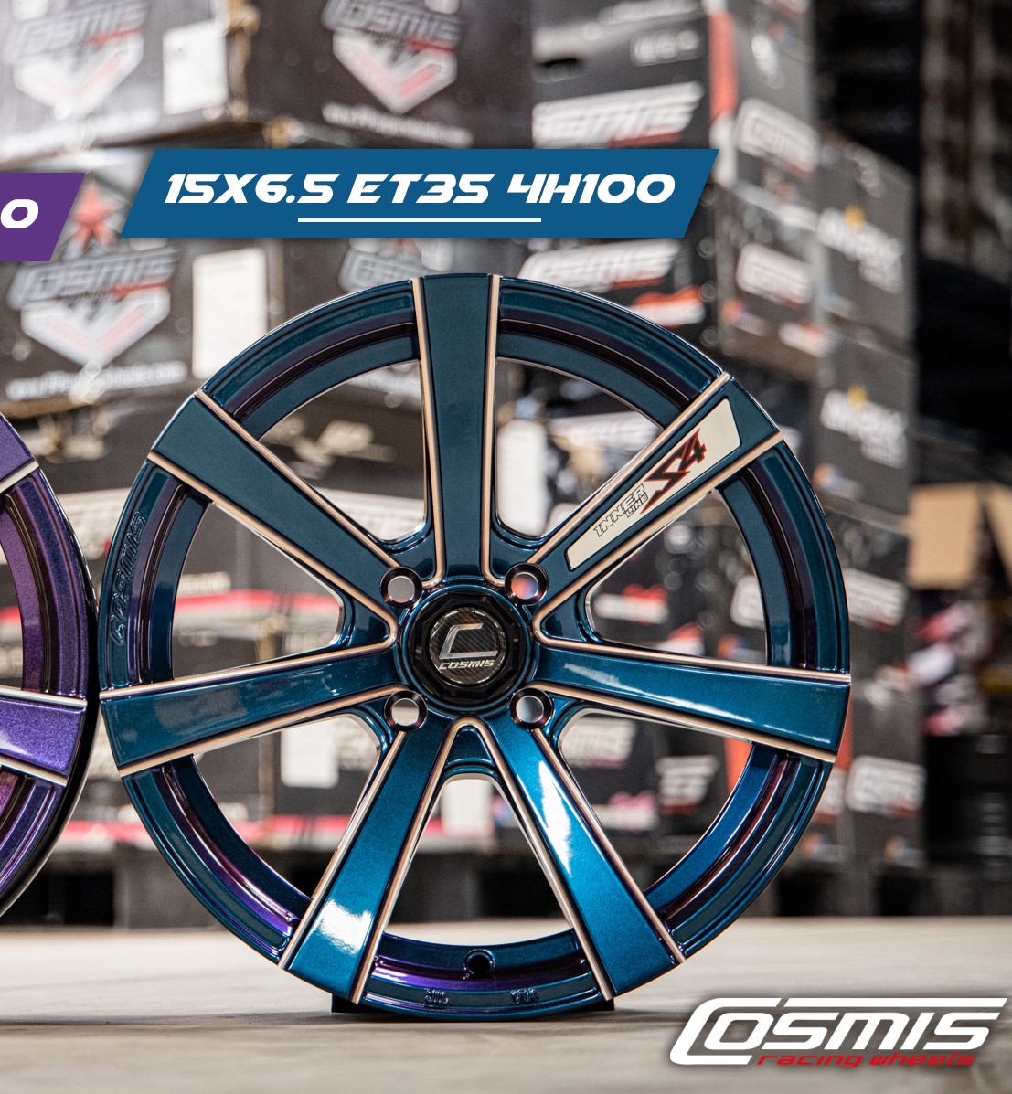แม็กซ์ INNERLINE.S4(YA9957) 15X6.5 4X100 ET30 CB.67.1 *POWERBLUE* (สีน้ำเงินเฉดเพาเวอร์)Custum