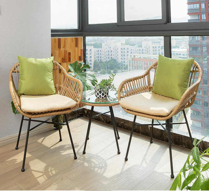 Backyard Patio Garden Set Outdoor Bistro Set Pe Outdoor Metal Rattan Chair