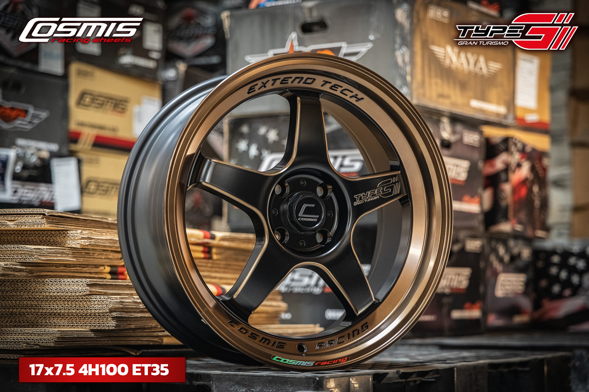 แม็กซ์ TYPE-GV.2(YA9994) 17X7.5 4X100 ET35 CB.67.1 *MATTBLACK-LP(CAC)-W(CAC)+PLATE* (สีดำด้าน+ขอบแล็คชาด้าน+CNCข้างก้านสีแล็คชาด้าน+เพลท)Custom