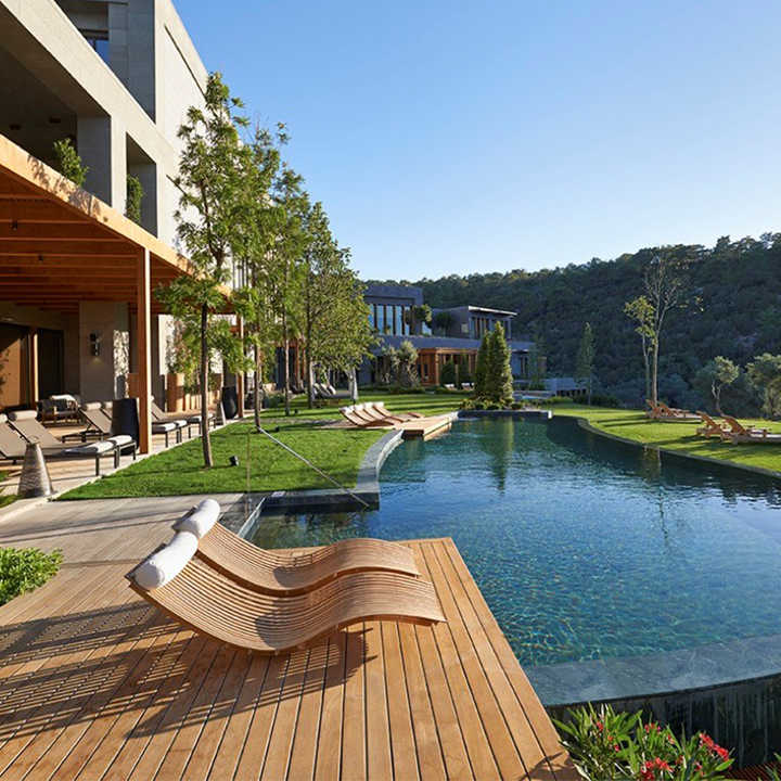 Luxury outdoor furniture poolside wood sunbed all-weather hotel beach patio garden lounge chair teak sun lounger