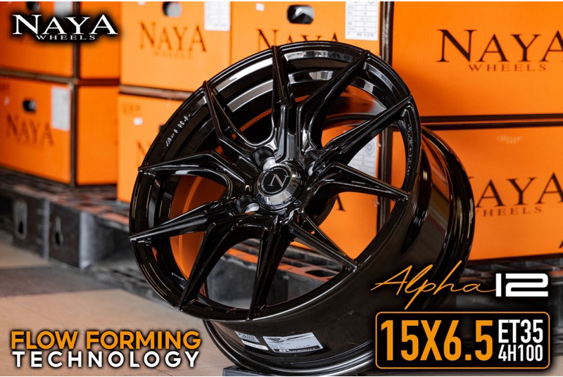 ล้อแม็กซ์ NAYA ALPHA-12 (SLA004) 15X6.5 4X100 ET35 CB.67.1 BLK (สีดำเงาทั้งวง)