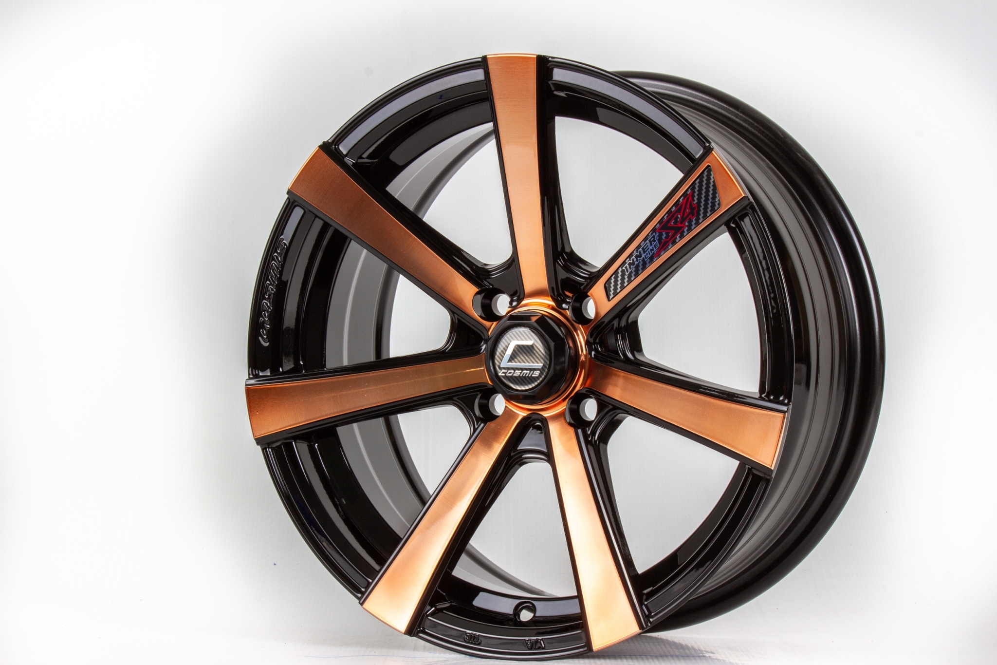 แม็กซ์ INNERLINE.S4(YA9957) 15X6.5 4X100 ET30 CB.67.1 *B-P(ORENGEGOLD)* (สีดำหน้าสีส้ม)Custom