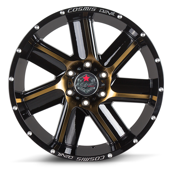 แม็กซ์ DEVIL-V7 (D440) 20X10.0 6X139.7 ET-19 CB.106 B14TG-R-XZ (สีดำทั้งวงหน้าอโนไดร์ทองCNCตัวหนังสือ)