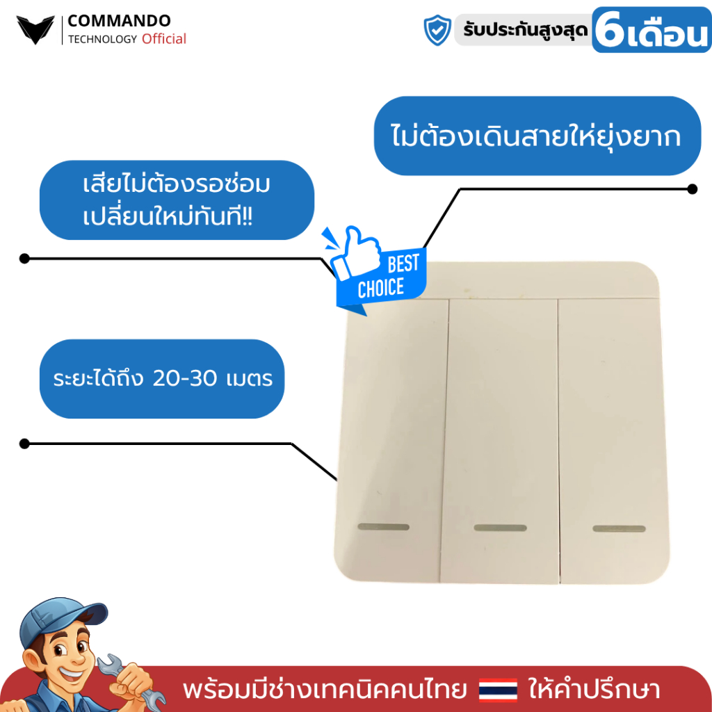 สวิตซ์เปิด-ปิดในบ้านแบบไร้สาย ใช้ได้กับมอเตอร์ ARROW และ WAY ทุกรุ่น ใช้สั่งเปิด-ปิด จากภายในบ้านได้