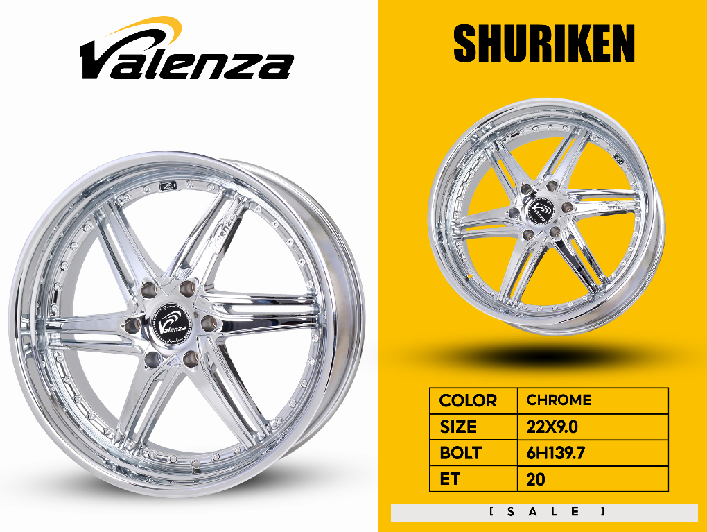 แม็กซ์ SHURIKEN(612) 22X9.0 6X139.7 ET20 VC (สีโครมเมี่ยม)
