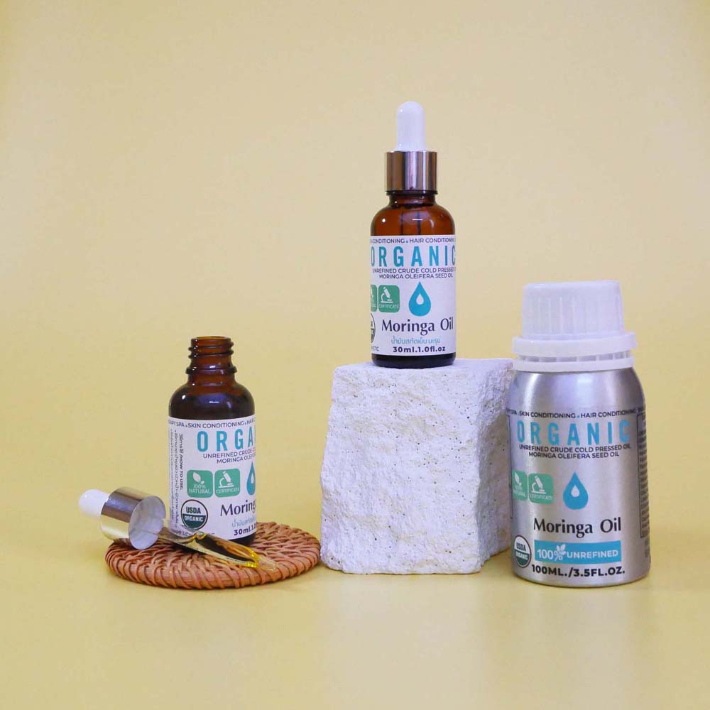 น้ำมันมะรุม โมรินก้าออยล์ ออร์แกนิค สกัดเย็น Organic Moringa Oil 30-100ml