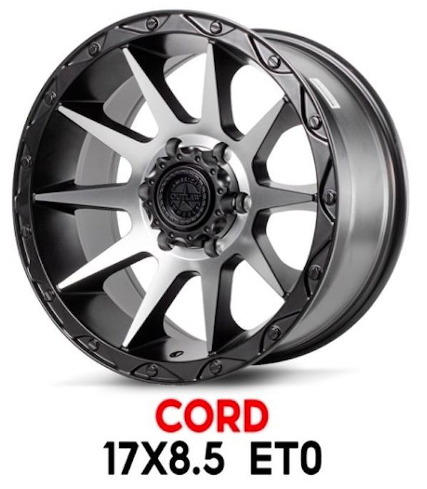 แม็กซ์ CORD 17X8.5 6X139.7 ET0 CB.106.1 SATIN BLACK MACHINED FACE (สีดำด้าน(SATIN)+กลึงหน้าเงา)