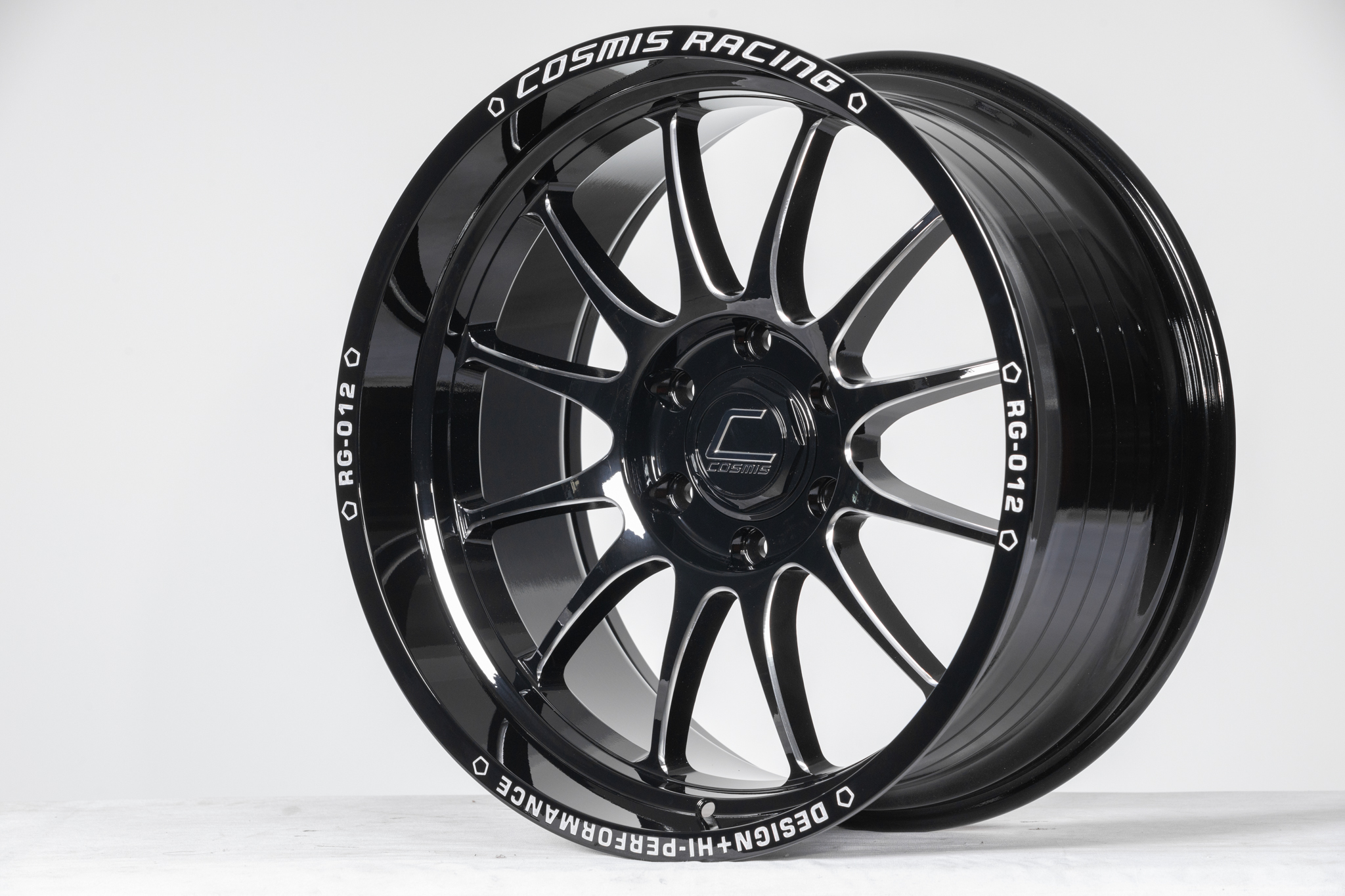 แม็กซ์ RG-012 20X10.0 6X139.7 ET5 CB.106.1 GLOSS BLACK+CN SPOKE (สีดำเงาCNCข้างก้าน+CNCตัวหนังสือที่ขอบ)