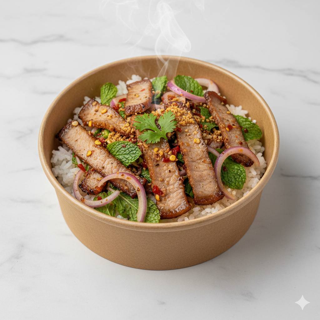 ข้าว+ไก่ทอดกรอบ+ราดซอส3รสชาติเผ็ดเปรียวหวาน 750 กรัม