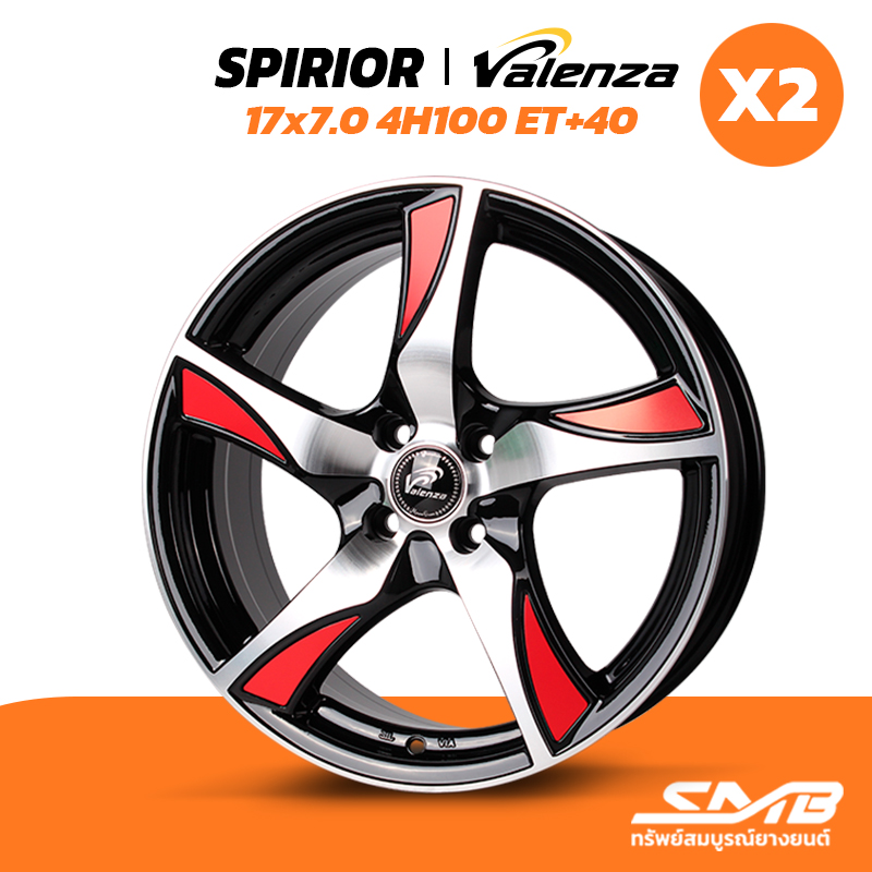 แม็กซ์ SPIRIOR(3138) 17X7.0 4X100 ET40 CB.73.1BP [(R)] (สีหน้าเงาร่องดำขลิปแดง)