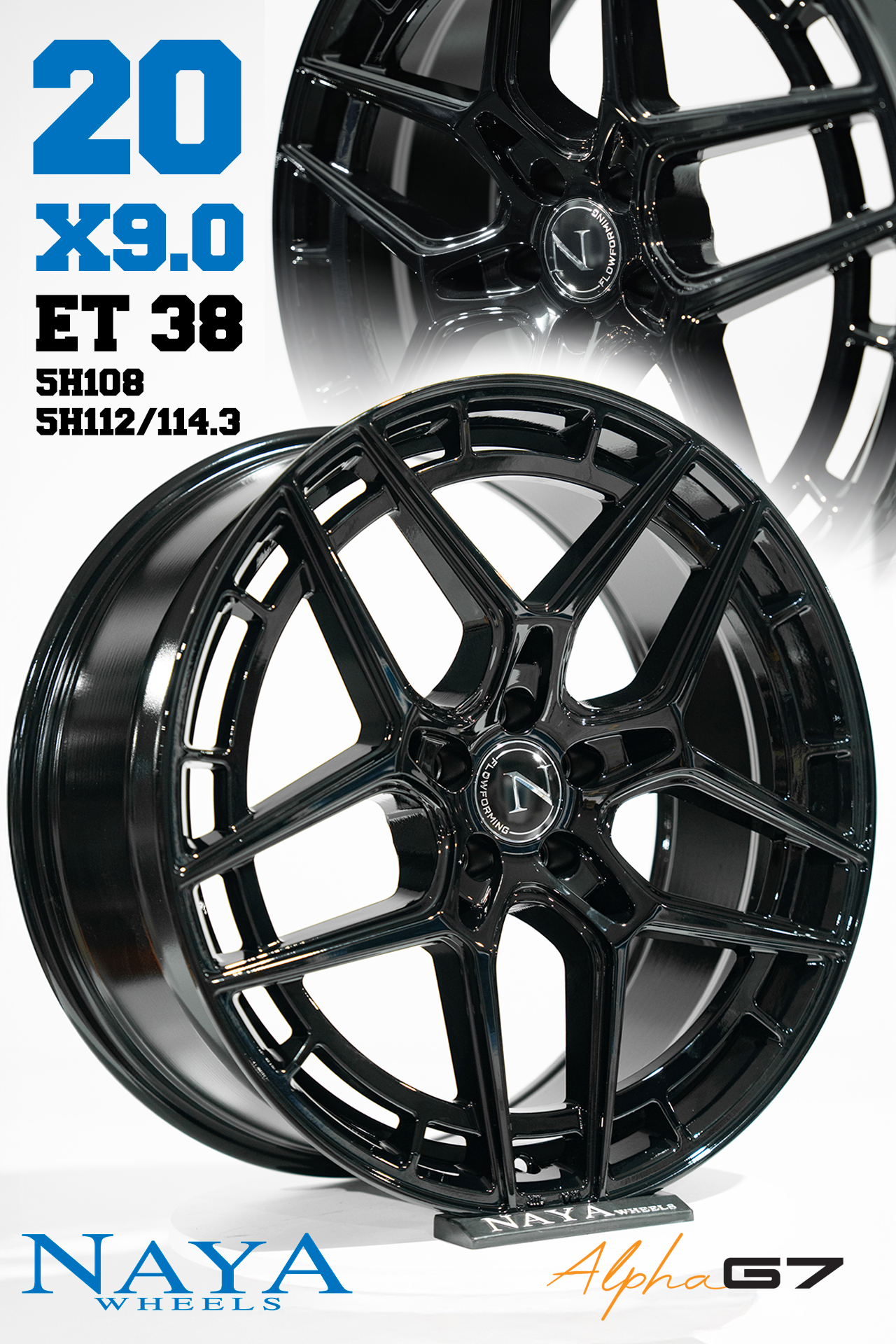 แม็กซ์ ALPHA-G7(YA5798) 20X9.0 5X113 ET38 CB.73.1 BLK (สีดำเงาทั้งวง)