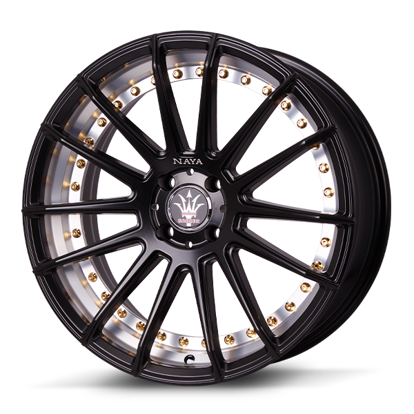 ล้อแม็กซ์ NAYA DAGGER / TAURUSA (9917) 18X9.0 4X100 ET40 CB.73.1 ((N))BLK-XZ/M5 (สีดำด้านหมุดทองCNCท้องล้อ+ตัวหนังสือ)