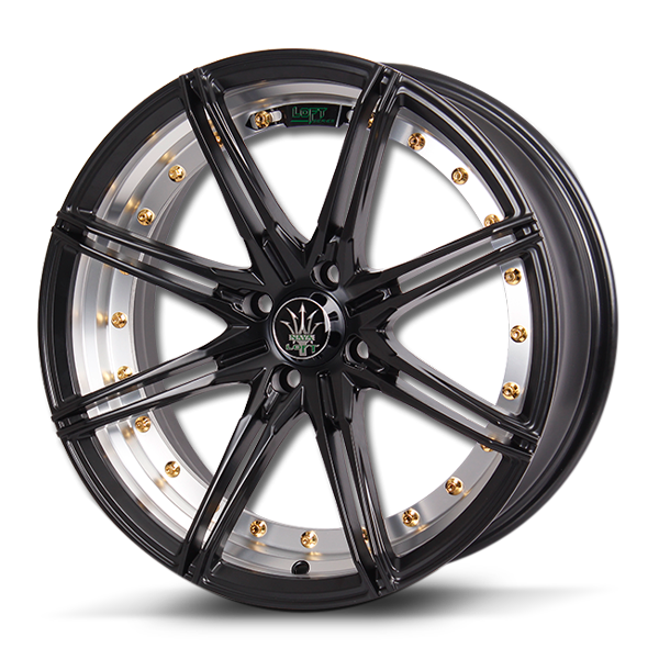 ล้อแม็กซ์ NAYA RIKA (9923) 18X8.0 4X100 ET32 ((N))BLK/M5 (สีดำด้านหมุดทองCNCท้องล้อ)