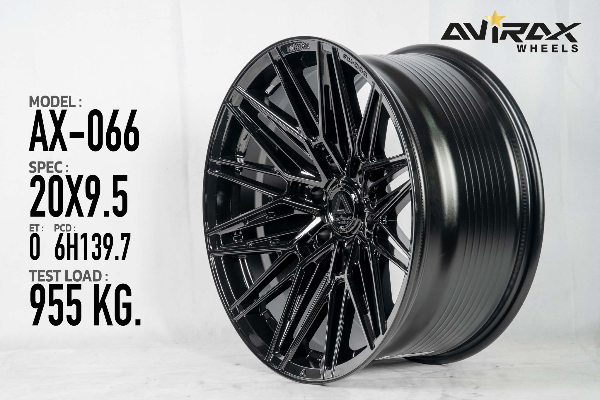 แม็กซ์ AVIRAX-AX066(YA061) 20X9.5 6X139.7 ET0 CB.106 A-BLKE (สีดำเงาทั้งวง)
