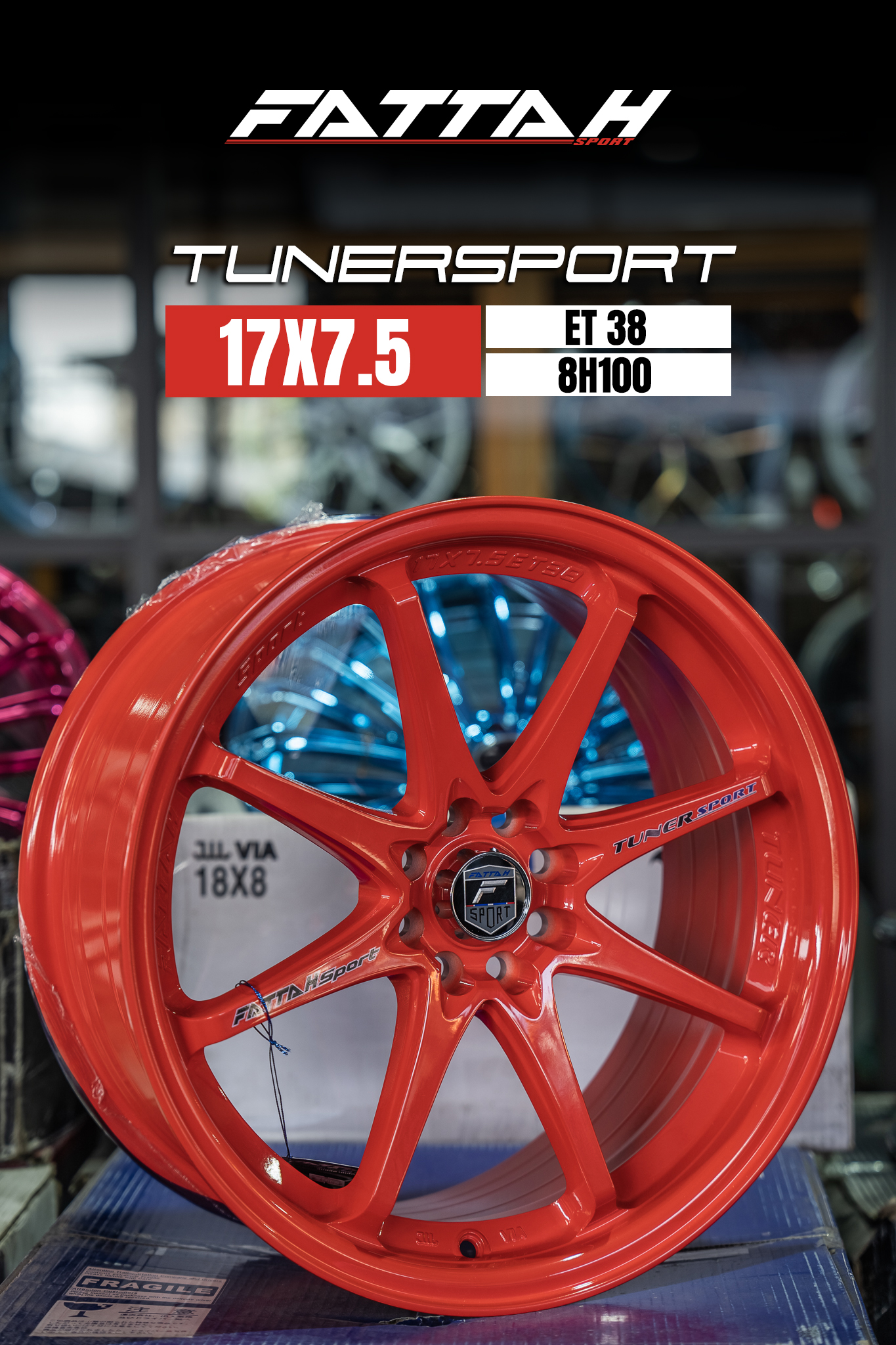 แม็กซ์ TUNER SPORT(9945) 17X7.5 8X100 ET38 CB.73.1 XR (สีแดงทั้งวง)