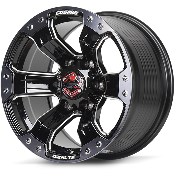 แม๊กซ์ DEVIL-T6 (YA9988) 16x8.5 6X139.7 ET10 CB.106 B-LPB-W-X/CH (สีดำ+ขอบแล็คดำ+CNCข้างก้าน+หมุดโครมเมียม+CNCตัวหนังสือ)