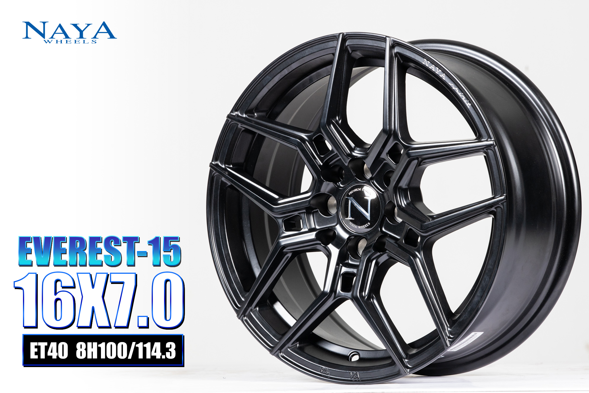 ล้อแม็กซ์ NAYA EVEREST-15(3352) 16X7.0 8X100/114.3 ET40 CB.73.1 BLK-XZ/M5 (สีดำด้านCNCตัวหนังสือ)