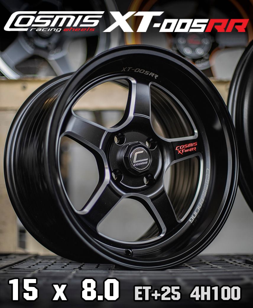 COSMIS XT-005RR 15X8.0 4H100 ET+25 (สีดำด้าน CNC ข้างก้าน)