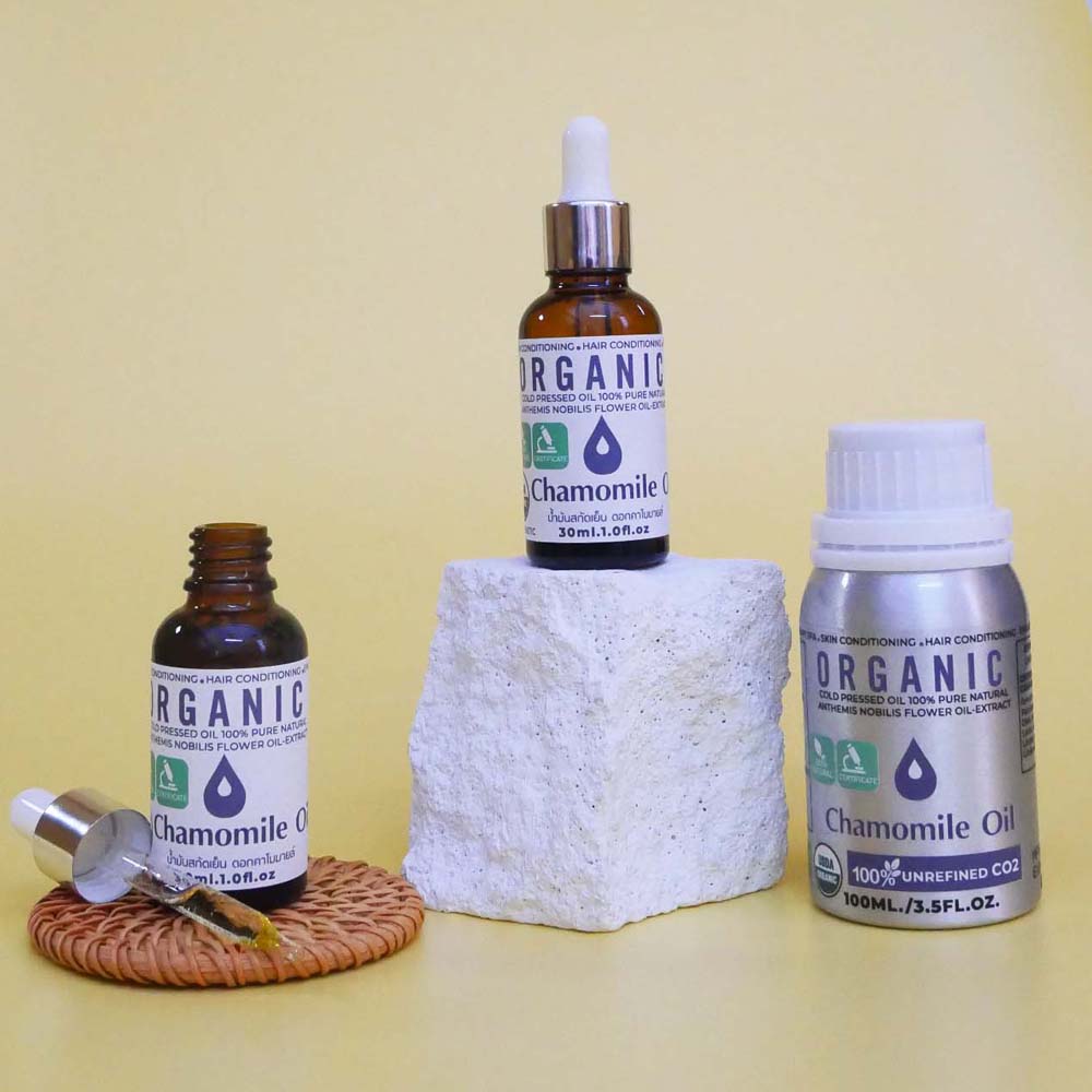 น้ำมันดอกคาโมมายล์ออยล์ ออร์แกนิคสกัดเย็น Organic Chamomile Oil 30-100ml