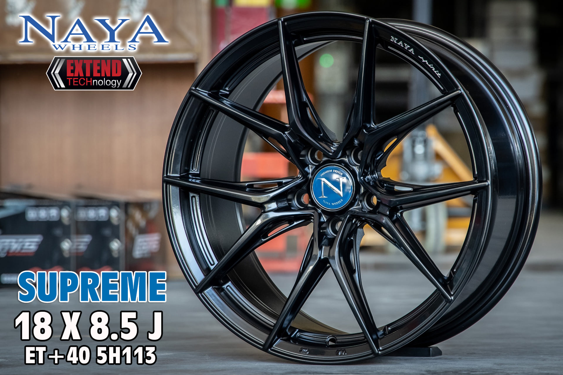 NAYA SUPREME 18X8.5 ET+40 5H113 (สีดำเงา)