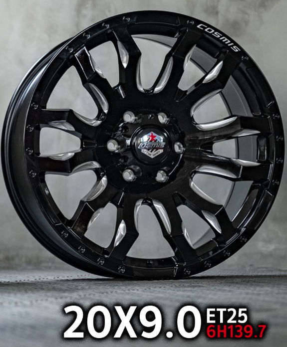 แม็กซ์ DUB-12(9059) 20X9.0 6X139.7 ET25 CB.106 R BLK-W-XZ (สีดำ+CNCข้างก้าน+CNCตัวหนังสือที่ขอบ)