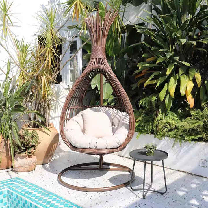outdoor swing garden egg chair wicker metal patio egg chair rattan swing chair