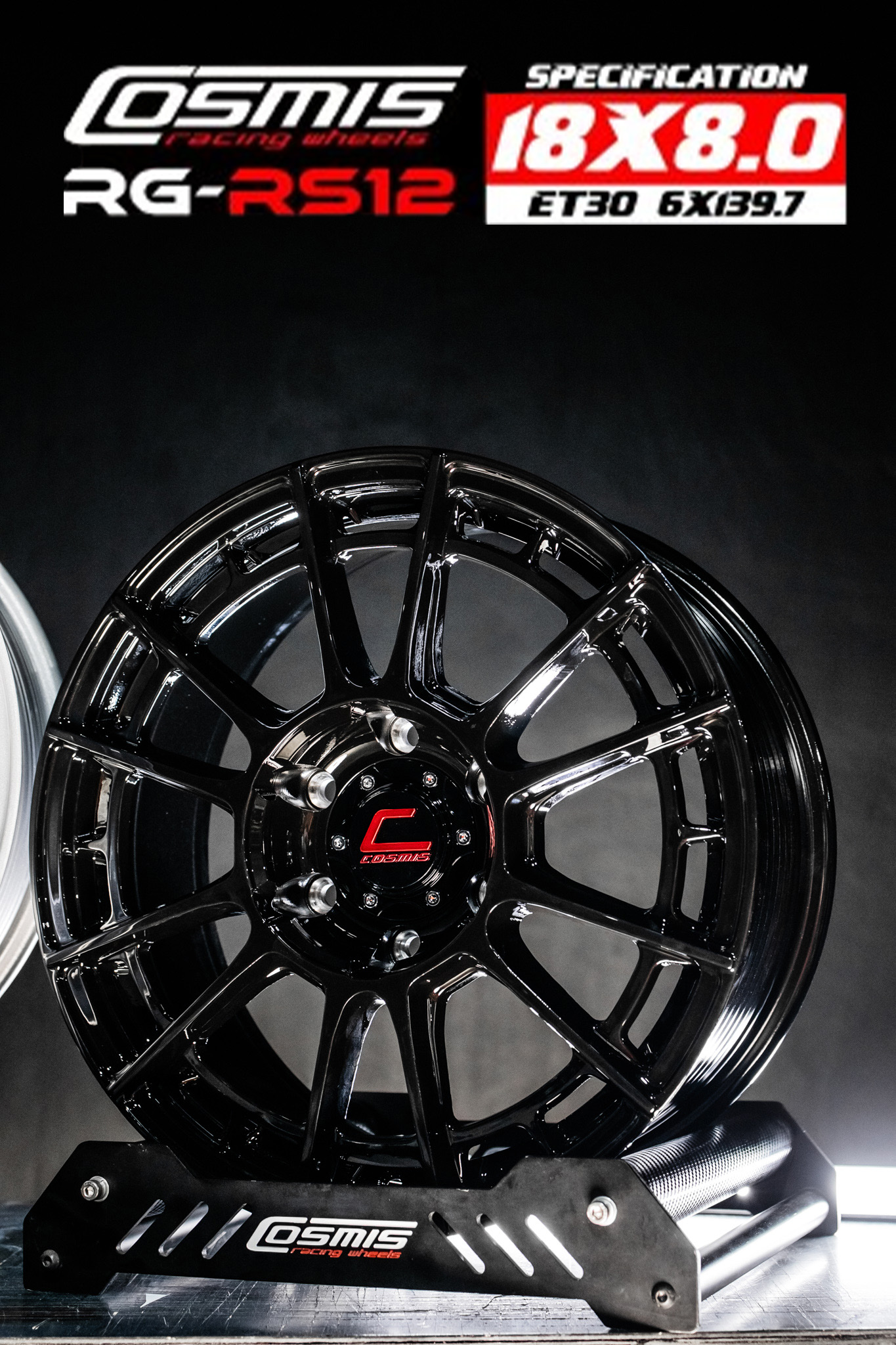 ล้อแม็กซ์ COSMIS RS-12 (YA075) 18X8.0 6X139.7 ET30 CB.106 BLK (สีดำเงาทั้งวง)