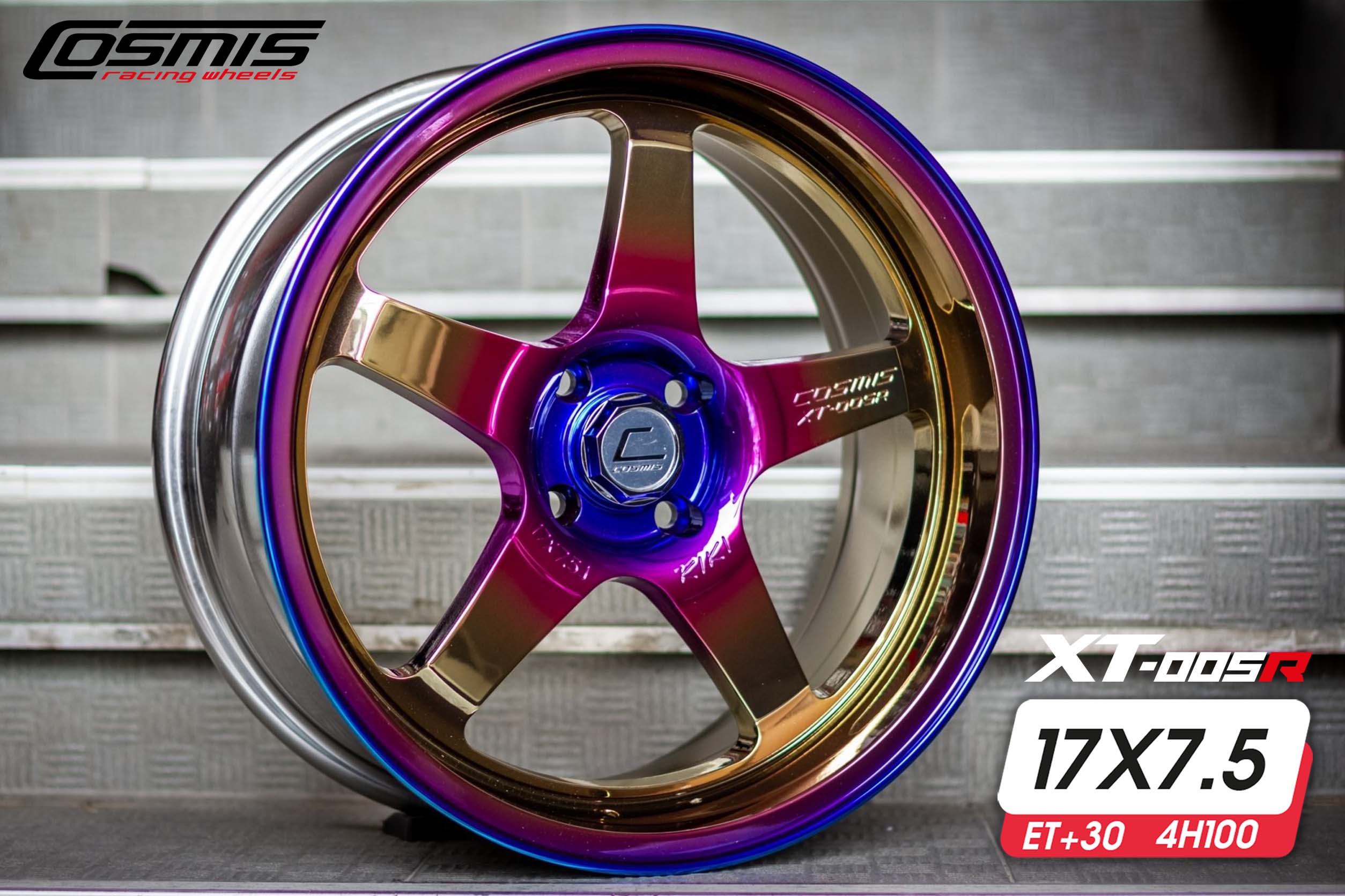 แม็กซ์ XT-005R(9909) 17X7.5 4X100 ET30 CB.73.1 *TitaniumChrome* (สีไทเทเนียมโครมเมียม)