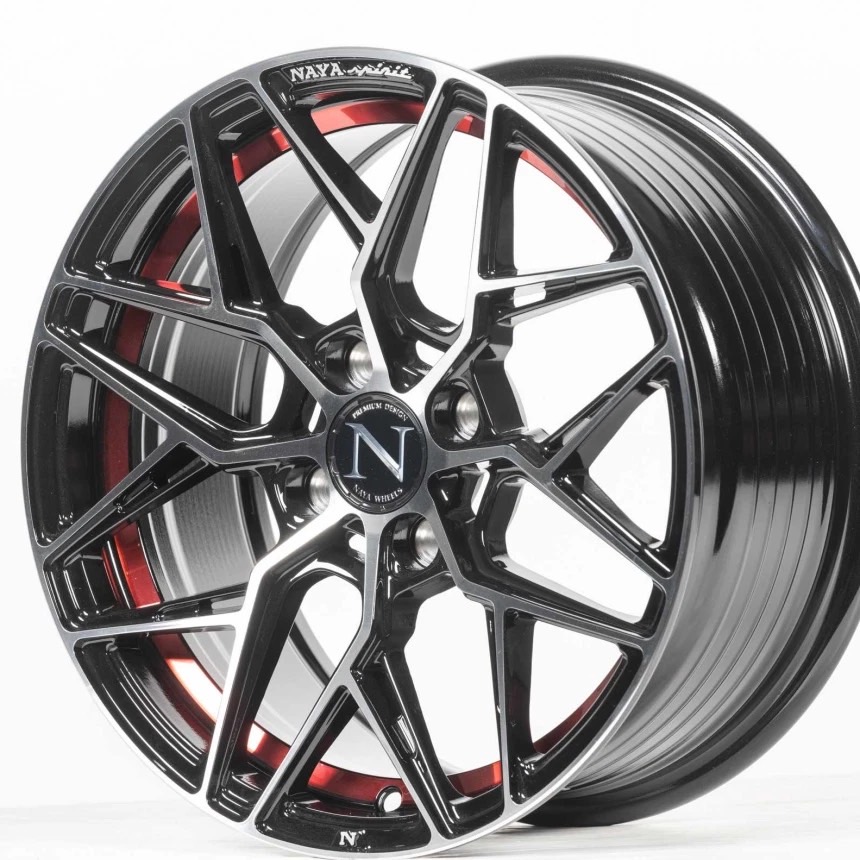 ล้อแม็กซ์ NAYA SPORT (YA069) 15X7.0 4X100 ET35 CB.67.1 (R)B-P-X (สีหน้าเงาร่องดำ+ท้องแดง+CNCตัวหนังสือ)