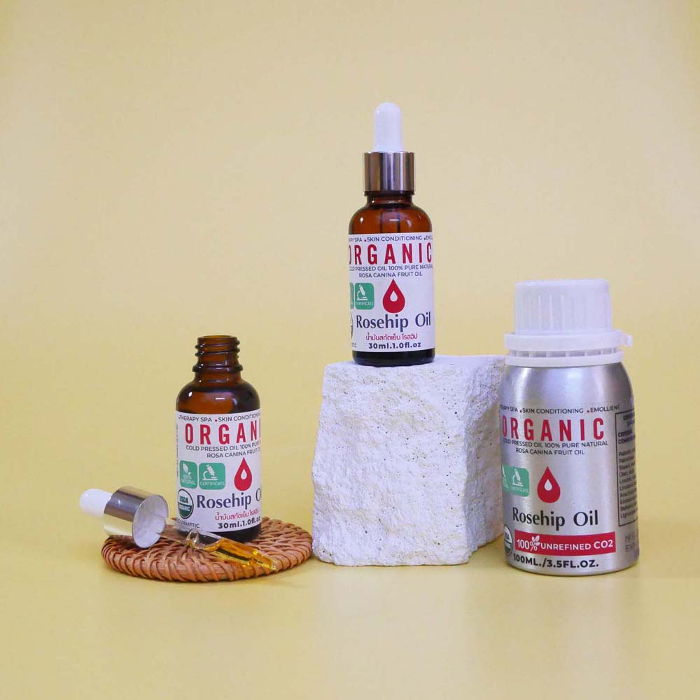 น้ำมันโรสฮิปออยล์ ออร์แกนิค สกัดเย็น Organic Rosehip Oil 30-100ml