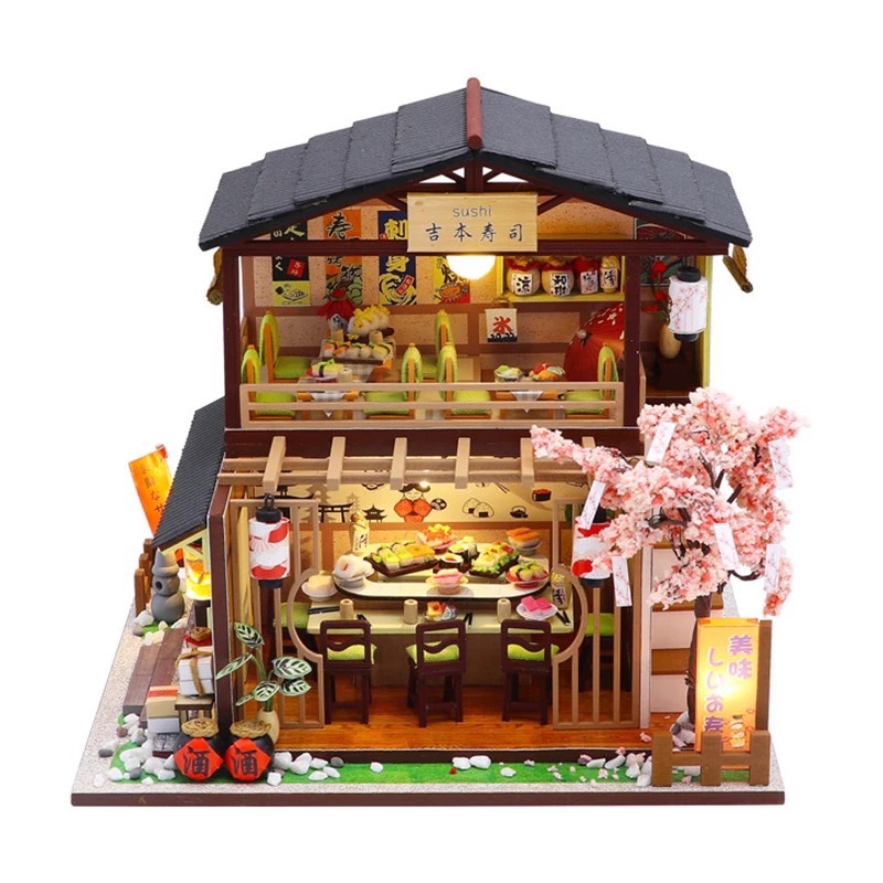 Gibbon Sushi DIY Miniature House บ้านจิ๋วร้านซูชิ2ชั้น