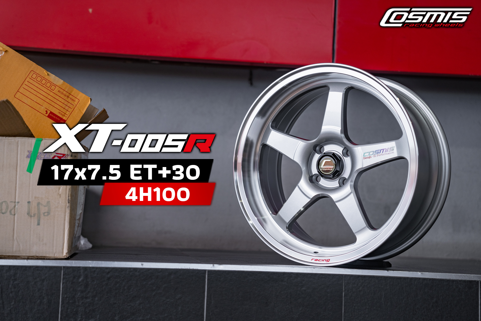 แม็กซ์ XT-005R(9909) 17X7.5 4X100 ET30 CB.73.1 S-LP-W+PLATE (สีซิลเวอร์+มิลลิ่งข้างก้าน+ขอบเงา+เพลท)Custom