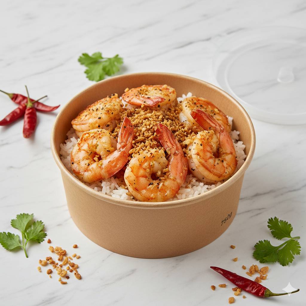 ข้าว+กุ้งใหญทอดกระเทียม+CHIRM-6ตัว 750 กรัม
