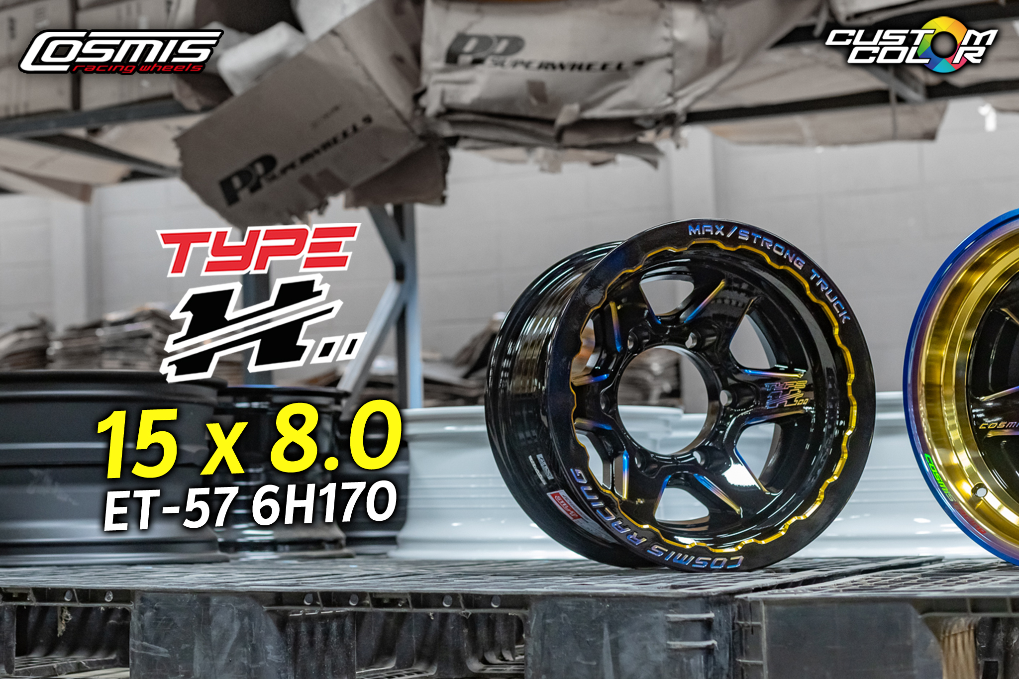 แม็กซ์ TYPE-H(YA9958C) 15X8.0 6X170 ET-57 CB.133 *TITANIUM-S-XZ* (สีไทเทเนียม+CNCขอบเฟื่อง+ตัวหนังสือ)Custom