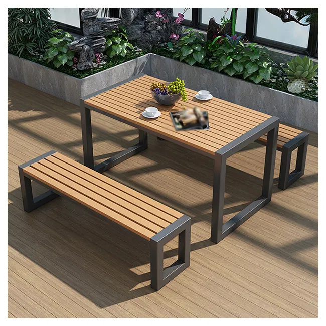 Restaurant Dining Aluminium Backyard Courtyard Bench Garden Patio Furniture Set Outdoor Table And Chair Set