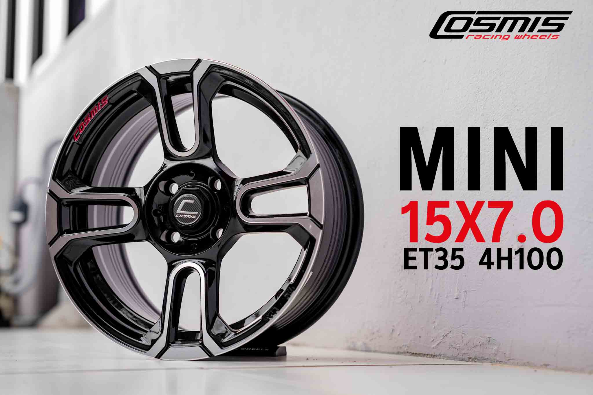 ล้อแม็กซ์ COSMIS MINI(YA038) 15X7.0 4X100 ET35 CB.67.1 BP (สีหน้าเงาร่องดำขอบเงา)